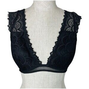 Frederick's of Hollywood Padded Black Lace Bralette  Size S  Cap Sleeve